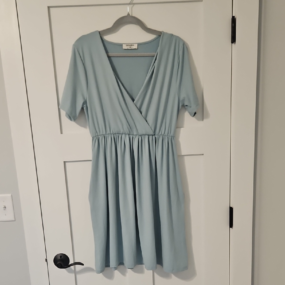 Zenana Outfitters Green Flutter Sleeve Midi Sundress